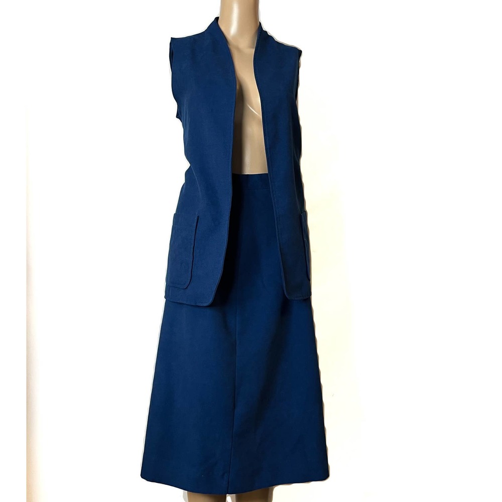 Vintage Fire Islander Blue Suede Vest & Skirt Set | 2 Piece Outfit | Size 10